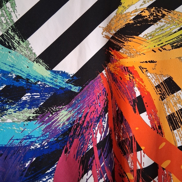 Joseph Ribkoff Art-to-Wear Tunic Top Hi-Low Abstract Brushstroke Stripe CAN 10 - Picture 5 of 9